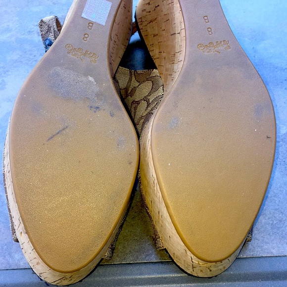 COACH New York Ferry Platform Wedge Open Toe Sandals w/logo throughout - Size 8B - Picture 10 of 17